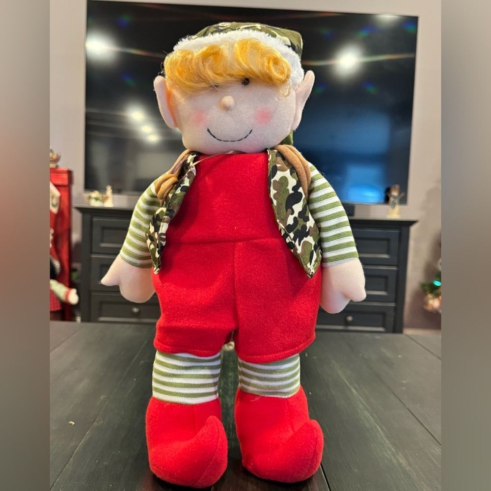 Decorative Plush 18" Holiday Elf Camo with Backpack